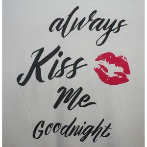 Cozy Rozy CA Women's Always Kiss Me Goodnight Short Sleeve Raw Hem Tee‎ White Sm